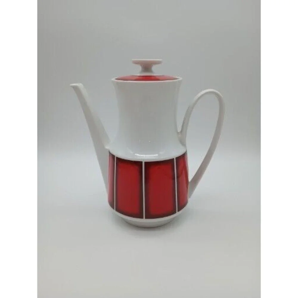 Winterling Marktleuthen MCM Teapot Red White Bavaria